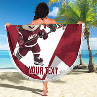 Latvia Hockey Custom Beach Blanket Hedgehog Par Latviju!