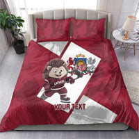 Latvia Hockey Custom Bedding Set Hedgehog Par Latviju!