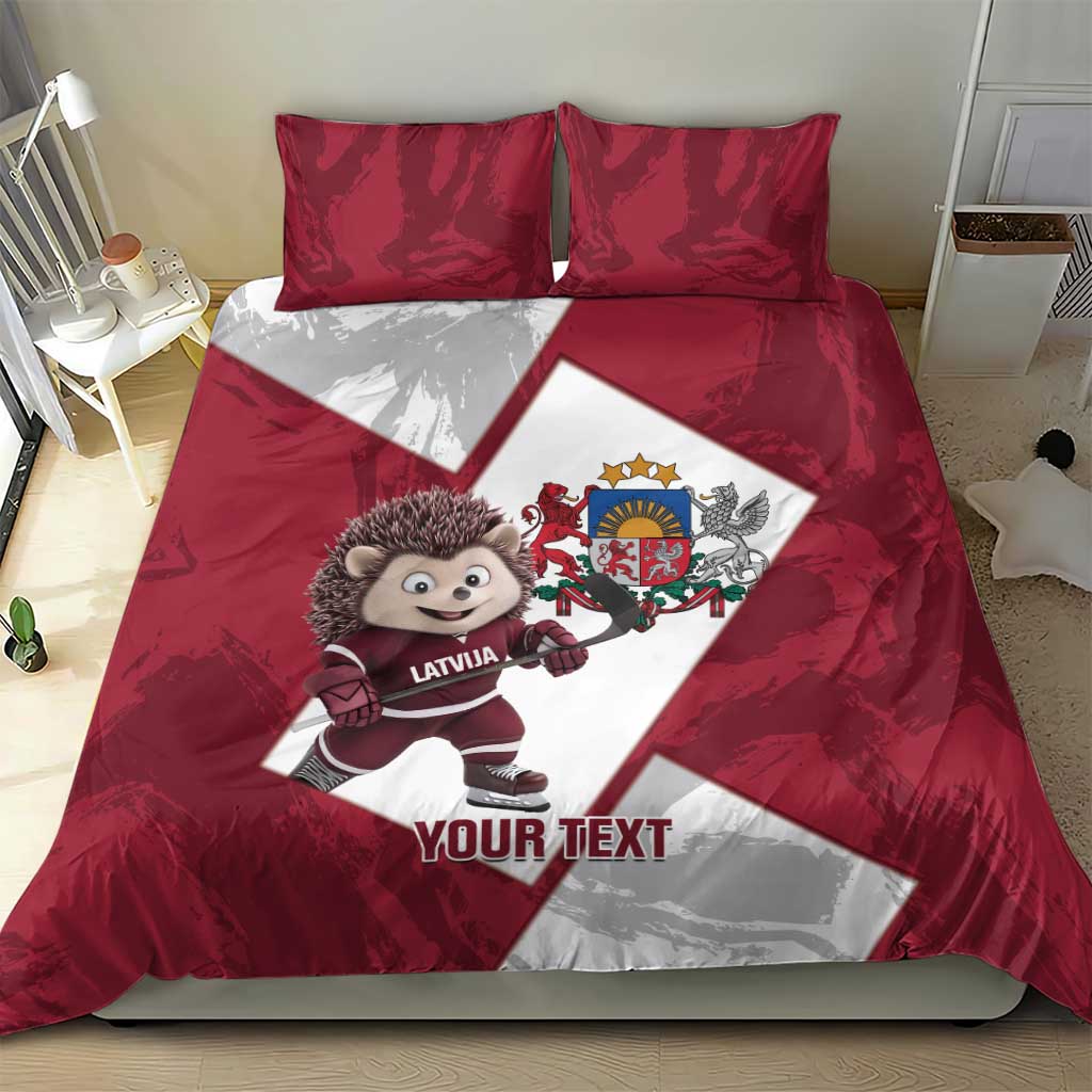 Latvia Hockey Custom Bedding Set Hedgehog Par Latviju!