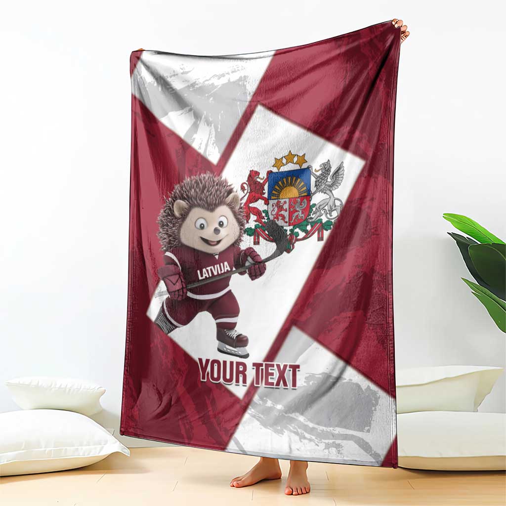 Latvia Hockey Custom Blanket Hedgehog Par Latviju!