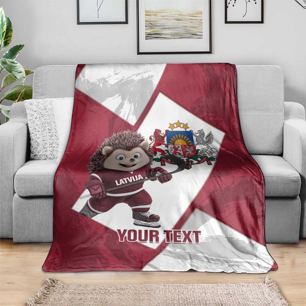 Latvia Hockey Custom Blanket Hedgehog Par Latviju!