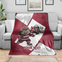 Latvia Hockey Custom Blanket Hedgehog Par Latviju!