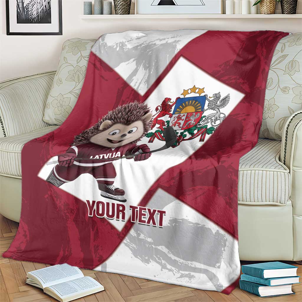 Latvia Hockey Custom Blanket Hedgehog Par Latviju!