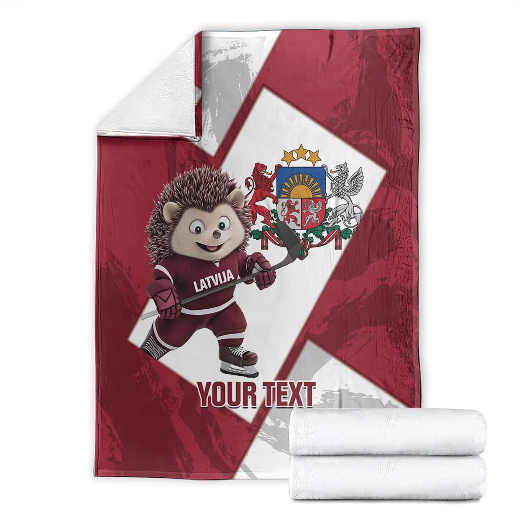 Latvia Hockey Custom Blanket Hedgehog Par Latviju!