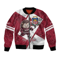 Latvia Hockey Custom Bomber Jacket Hedgehog Par Latviju!