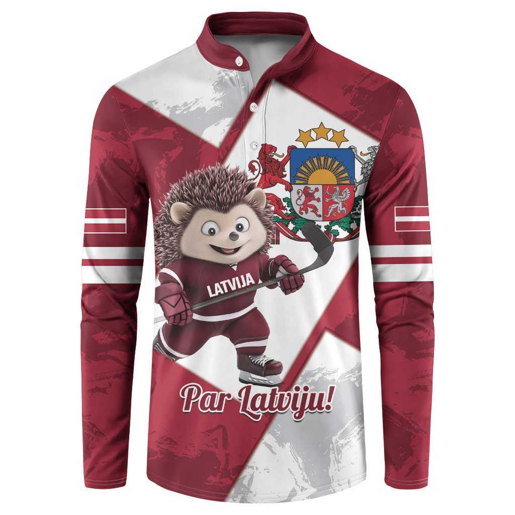 Latvia Hockey Custom Button Sweatshirt Hedgehog Par Latviju!