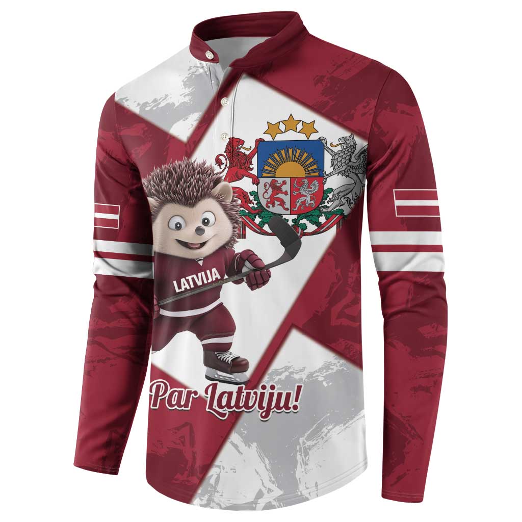 Latvia Hockey Custom Button Sweatshirt Hedgehog Par Latviju!