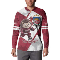 Latvia Hockey Custom Button Sweatshirt Hedgehog Par Latviju!