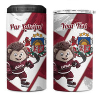 Latvia Hockey Custom 4 in 1 Can Cooler Tumbler Hedgehog Par Latviju!