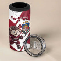 Latvia Hockey Custom 4 in 1 Can Cooler Tumbler Hedgehog Par Latviju!
