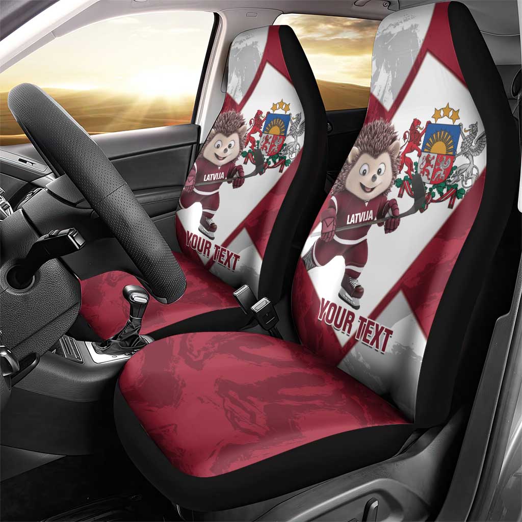 Latvia Hockey Custom Car Seat Cover Hedgehog Par Latviju!