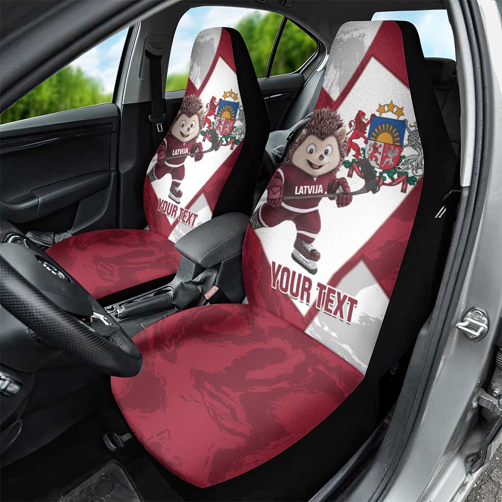 Latvia Hockey Custom Car Seat Cover Hedgehog Par Latviju!