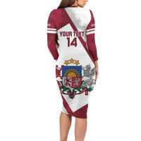 Latvia Hockey Custom Family Matching Long Sleeve Bodycon Dress and Hawaiian Shirt Hedgehog Par Latviju!