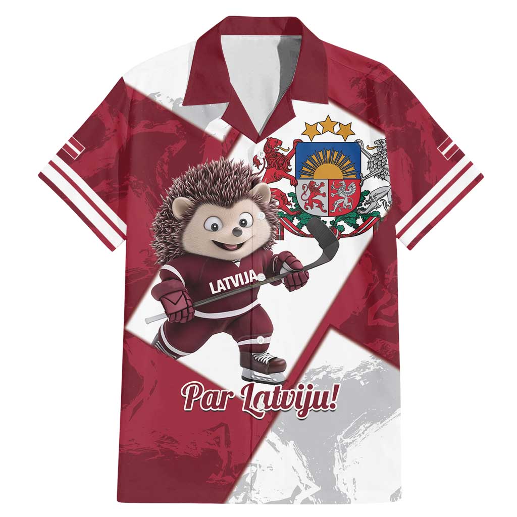 Latvia Hockey Custom Family Matching Mermaid Dress and Hawaiian Shirt Hedgehog Par Latviju!