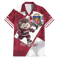 Latvia Hockey Custom Family Matching Mermaid Dress and Hawaiian Shirt Hedgehog Par Latviju!