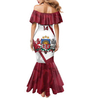 Latvia Hockey Custom Family Matching Mermaid Dress and Hawaiian Shirt Hedgehog Par Latviju!