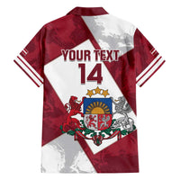 Latvia Hockey Custom Family Matching Off The Shoulder Long Sleeve Dress and Hawaiian Shirt Hedgehog Par Latviju!