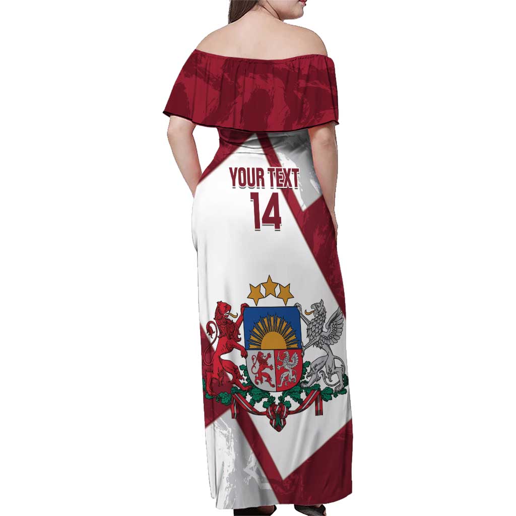 Latvia Hockey Custom Family Matching Off Shoulder Maxi Dress and Hawaiian Shirt Hedgehog Par Latviju!