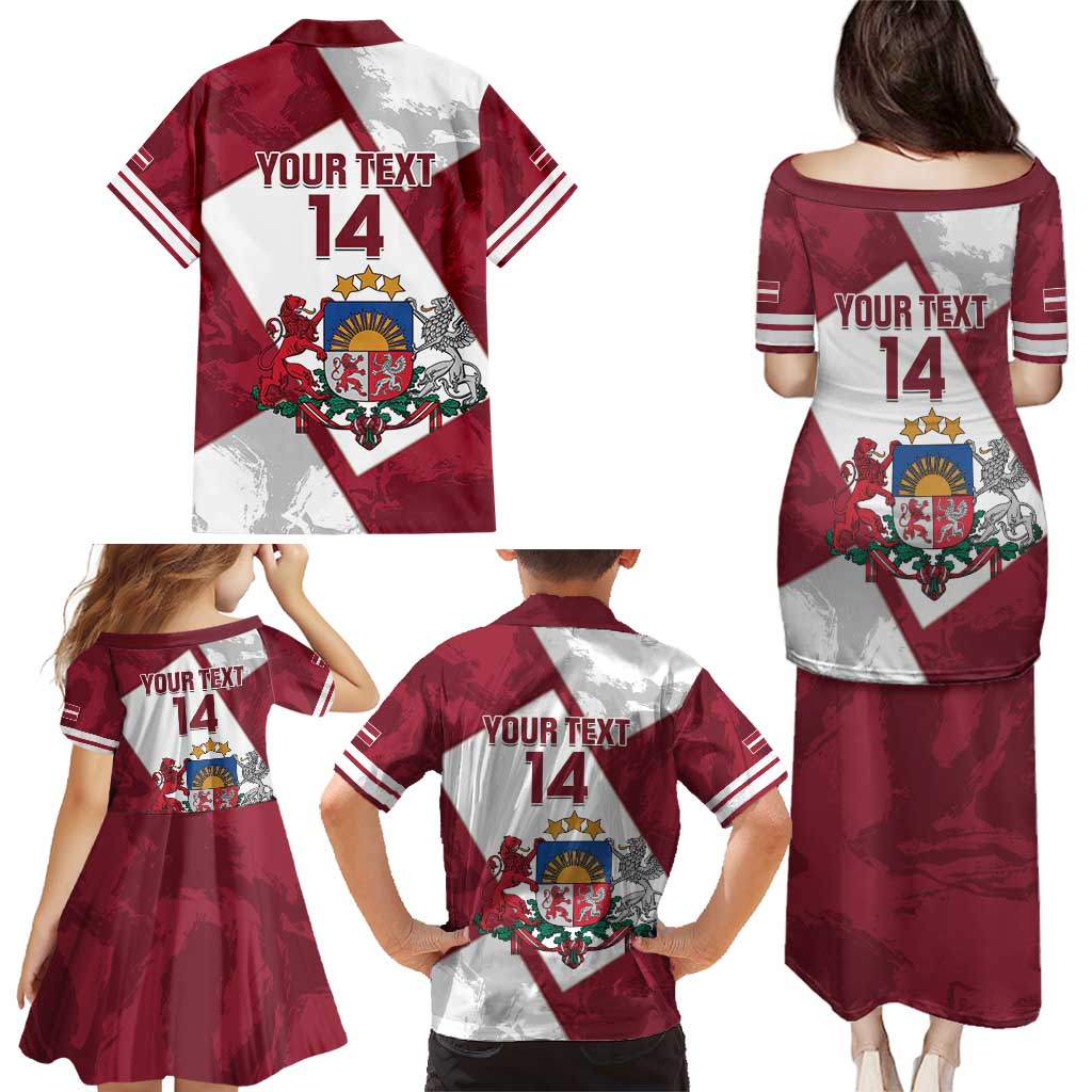 Latvia Hockey Custom Family Matching Puletasi and Hawaiian Shirt Hedgehog Par Latviju!