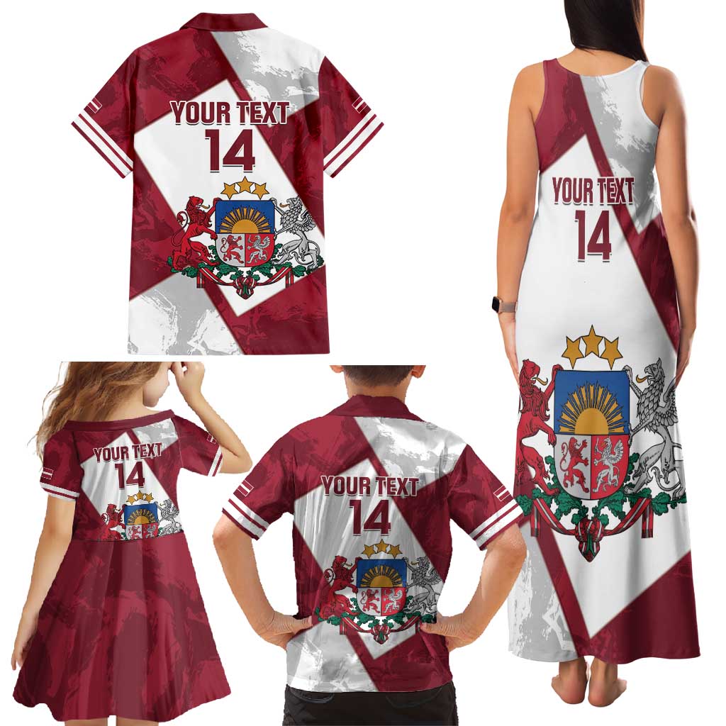 Latvia Hockey Custom Family Matching Tank Maxi Dress and Hawaiian Shirt Hedgehog Par Latviju!