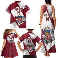 Latvia Hockey Custom Family Matching Tank Maxi Dress and Hawaiian Shirt Hedgehog Par Latviju!