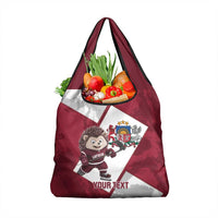 Latvia Hockey Custom Grocery Bag Hedgehog Par Latviju!