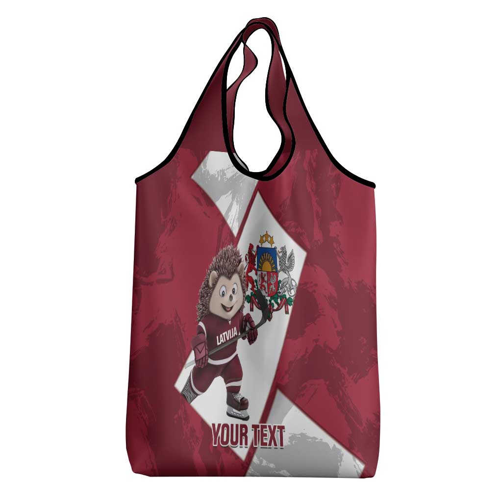 Latvia Hockey Custom Grocery Bag Hedgehog Par Latviju!