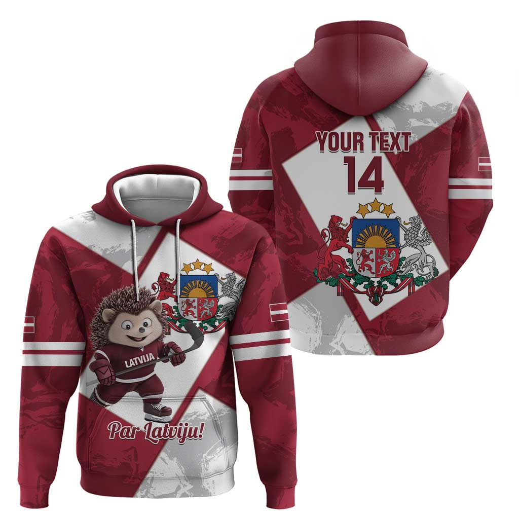Latvia Hockey Custom Hoodie Hedgehog Par Latviju!