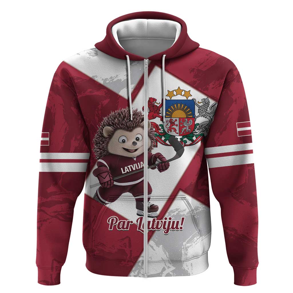 Latvia Hockey Custom Hoodie Hedgehog Par Latviju!