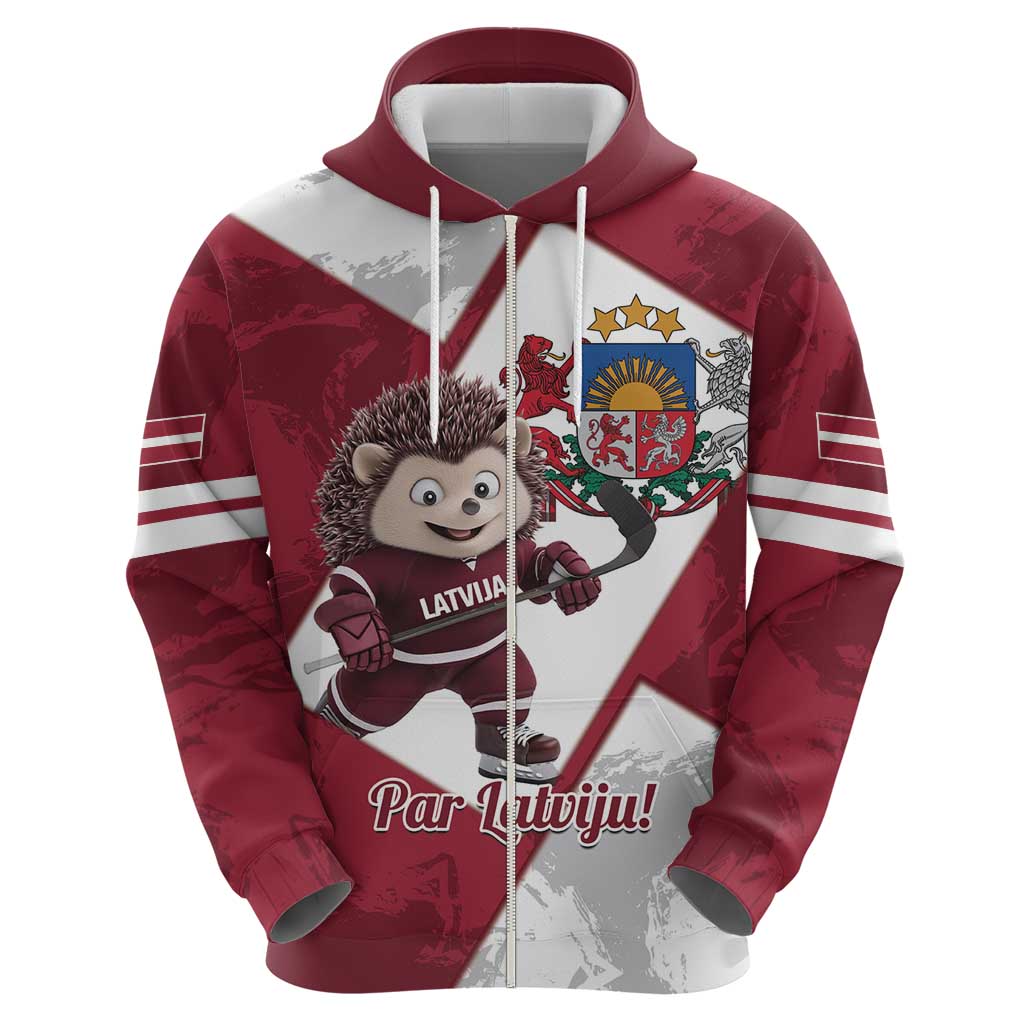 Latvia Hockey Custom Hoodie Hedgehog Par Latviju!