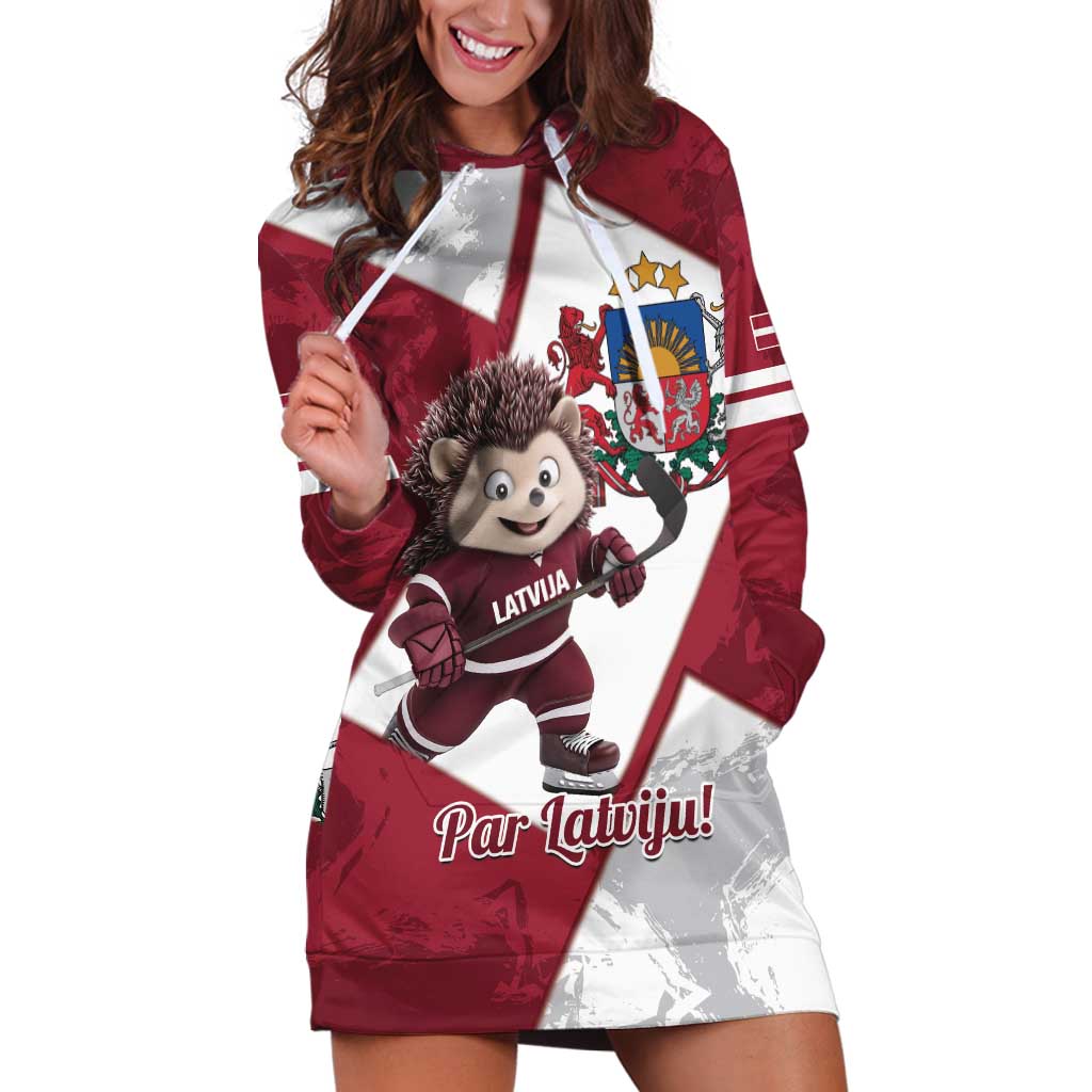 Latvia Hockey Custom Hoodie Dress Hedgehog Par Latviju!