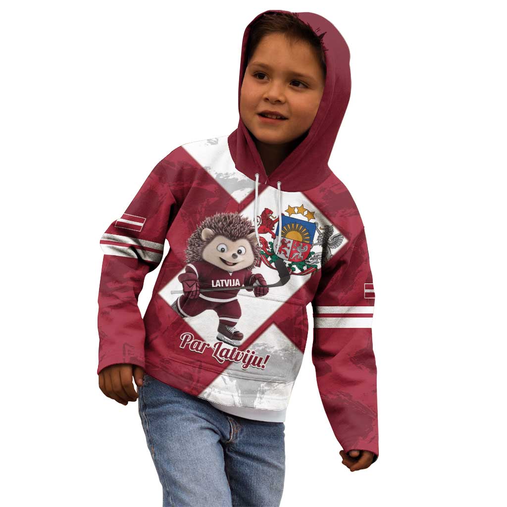 Latvia Hockey Custom Kid Hoodie Hedgehog Par Latviju!