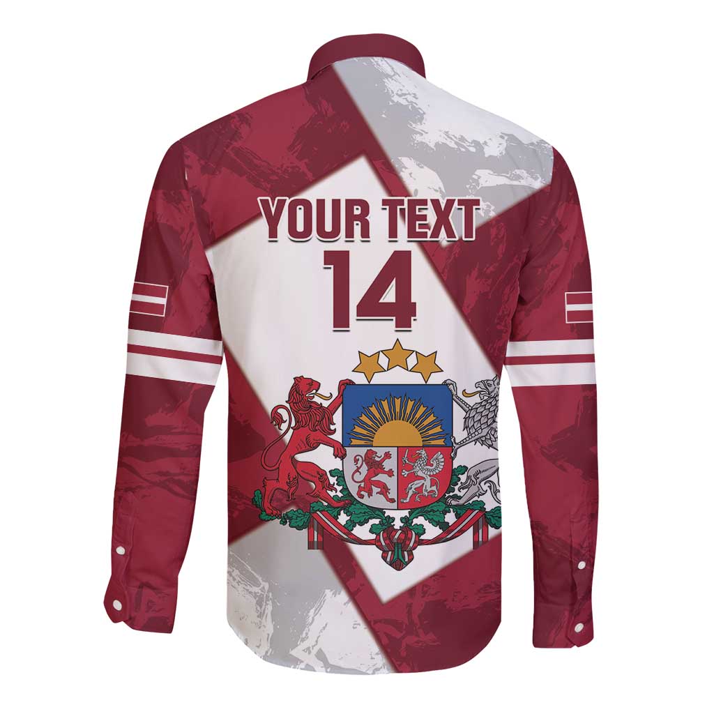 Latvia Hockey Custom Long Sleeve Button Shirt Hedgehog Par Latviju!