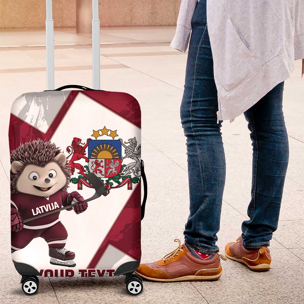 Latvia Hockey Custom Luggage Cover Hedgehog Par Latviju!