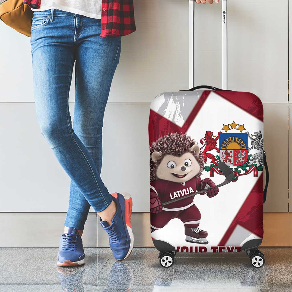 Latvia Hockey Custom Luggage Cover Hedgehog Par Latviju!