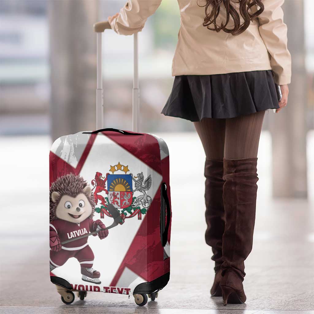 Latvia Hockey Custom Luggage Cover Hedgehog Par Latviju!