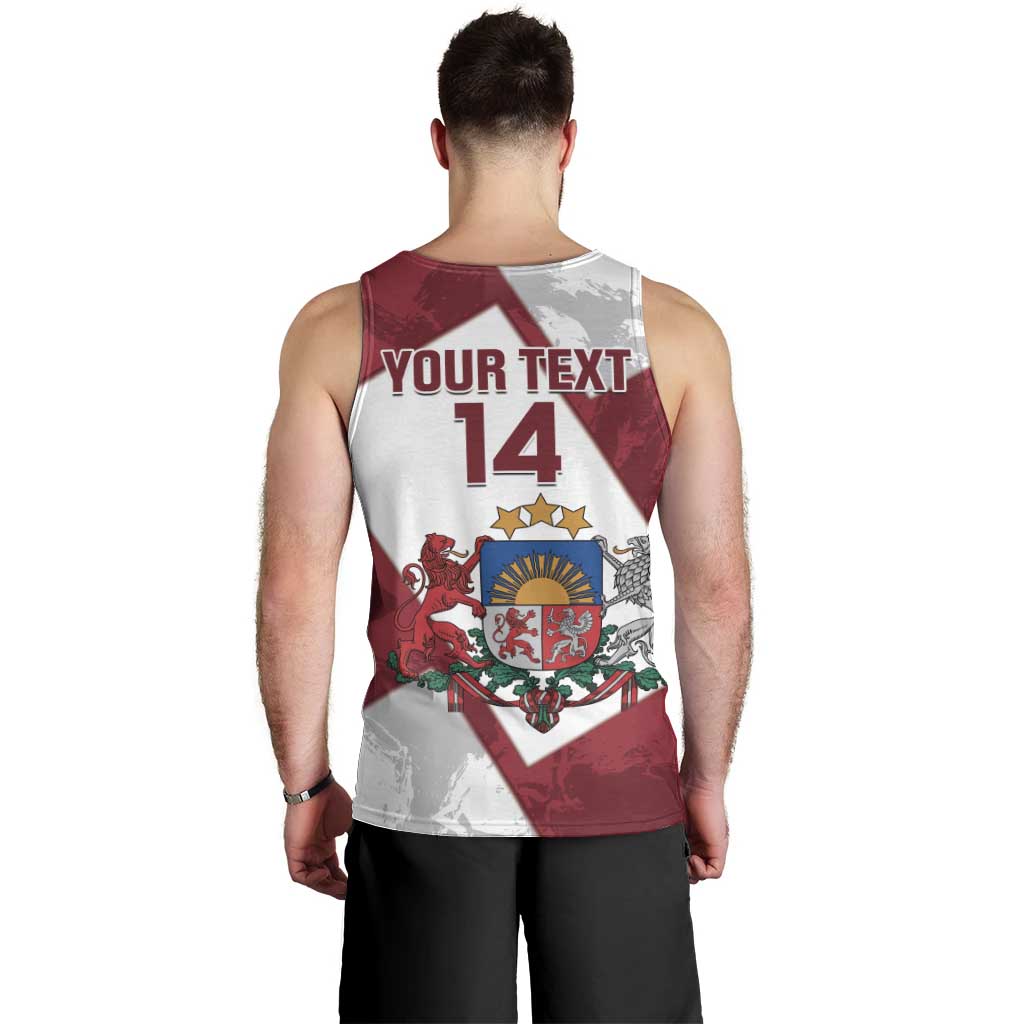 Latvia Hockey Custom Men Tank Top Hedgehog Par Latviju!