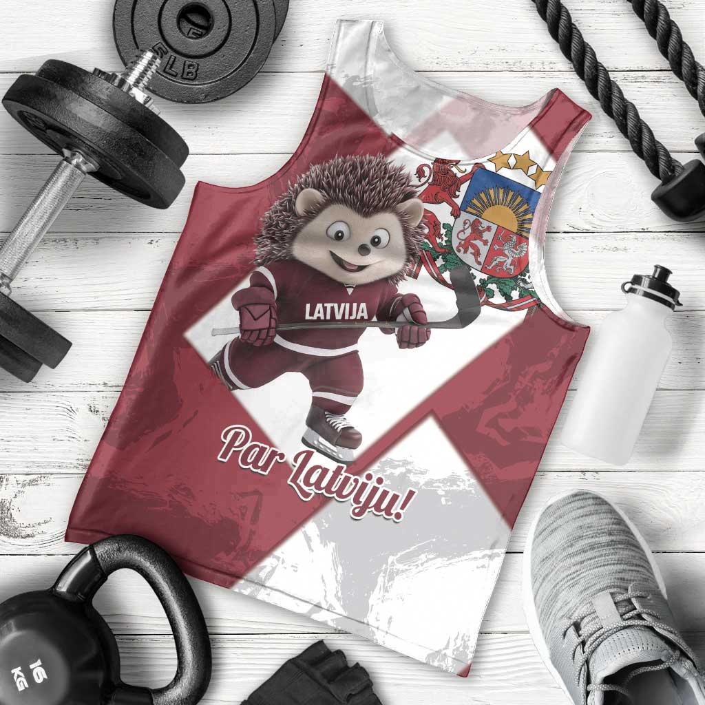 Latvia Hockey Custom Men Tank Top Hedgehog Par Latviju!
