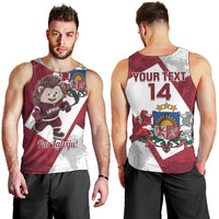 Latvia Hockey Custom Men Tank Top Hedgehog Par Latviju!