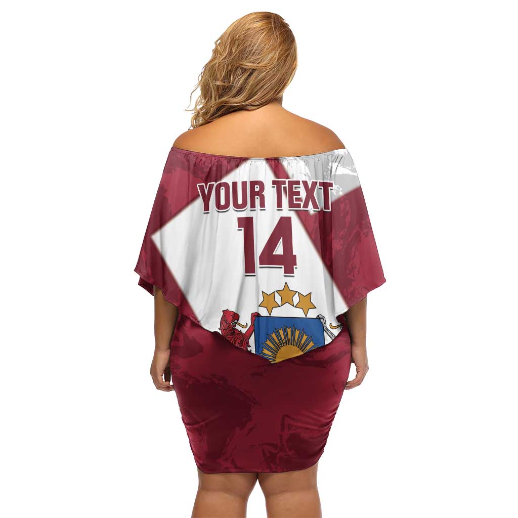 Latvia Hockey Custom Off Shoulder Short Dress Hedgehog Par Latviju!