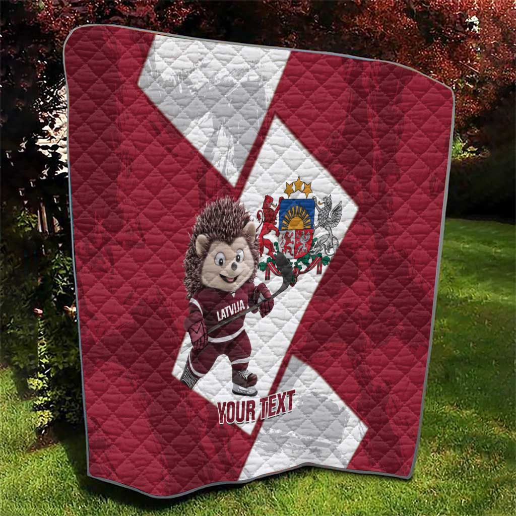 Latvia Hockey Custom Quilt Hedgehog Par Latviju!