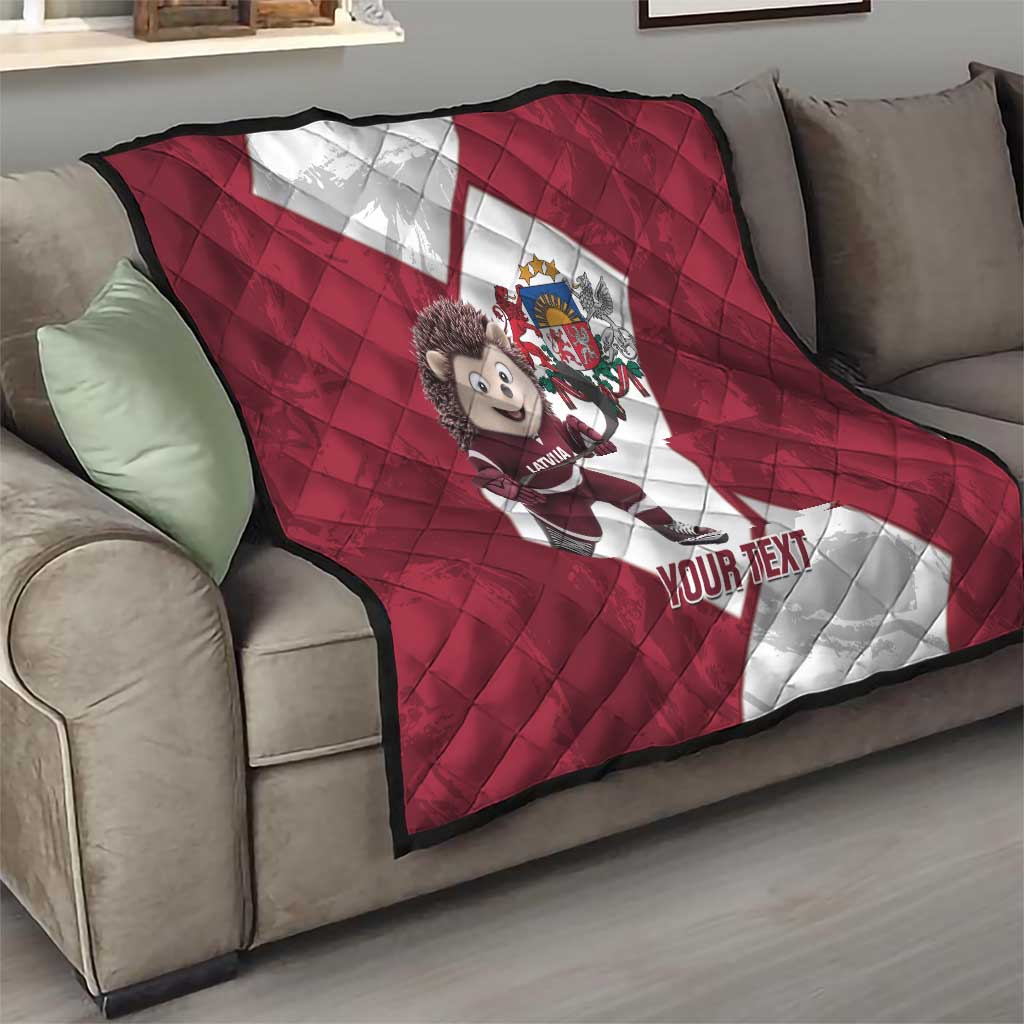 Latvia Hockey Custom Quilt Hedgehog Par Latviju!