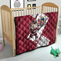 Latvia Hockey Custom Quilt Hedgehog Par Latviju!