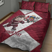 Latvia Hockey Custom Quilt Bed Set Hedgehog Par Latviju!