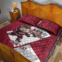 Latvia Hockey Custom Quilt Bed Set Hedgehog Par Latviju!