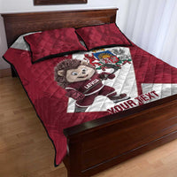 Latvia Hockey Custom Quilt Bed Set Hedgehog Par Latviju!