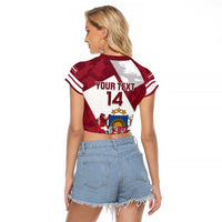 Latvia Hockey Custom Raglan Cropped T Shirt Hedgehog Par Latviju!