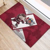 Latvia Hockey Custom Rubber Doormat Hedgehog Par Latviju!
