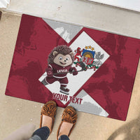 Latvia Hockey Custom Rubber Doormat Hedgehog Par Latviju!