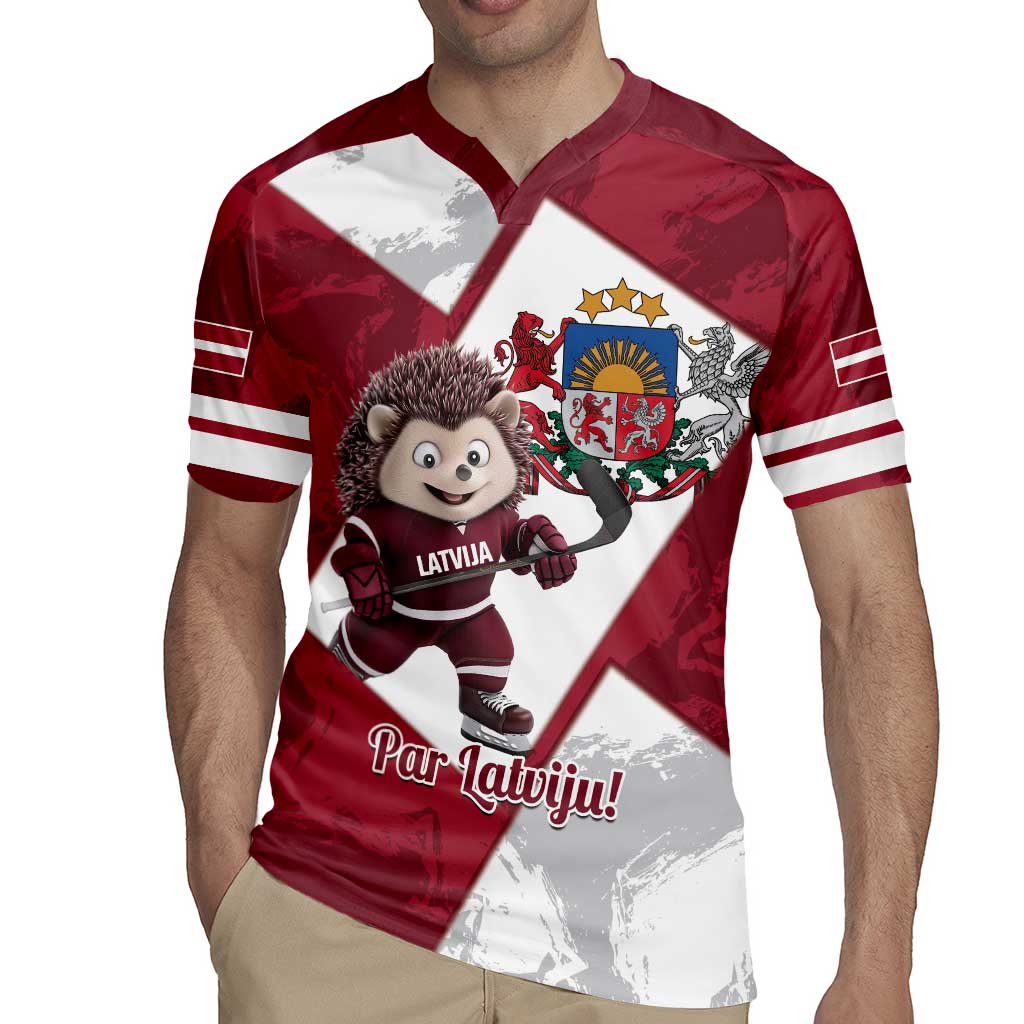 Latvia Hockey Custom Rugby Jersey Hedgehog Par Latviju!